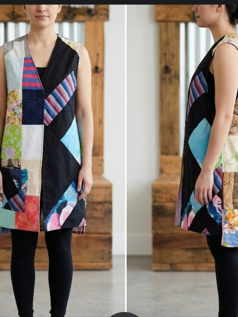 Upcycled Vtg Quilt Top Vest M-L Handmade Dont Throw It Out